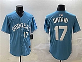 Men's Los Angeles Dodgers #17 Shohei Ohtani Light Blue Limited Stitched Jersey,baseball caps,new era cap wholesale,wholesale hats